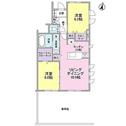 桜コート上用賀 2LDKの間取図画像
