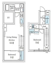 CREATIF学芸大学 1階2LDKの間取り