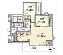 朝日ラ・パリオ等々力台 6階2LDKの間取り