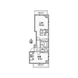 リテラス中目黒 3階1LDKの間取り