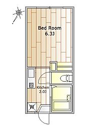エヴァンス目黒 1Kの間取図画像