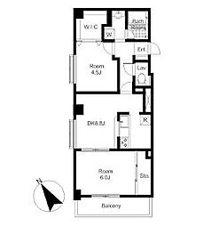 ジョワイユ用賀 2DKの間取図画像
