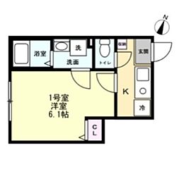 ブリーゼ平町 1Kの間取図画像