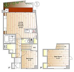 オープンレジデンス中目黒諏訪山 2LDKの間取図画像