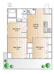 下馬ヨークス 3DKの間取図画像