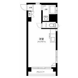 目黒第3コーポ ワンルームの間取図画像