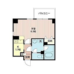 ルボラパン行人坂 1Kの間取図画像