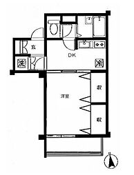 中銀弦巻マンシオン 1DKの間取図画像
