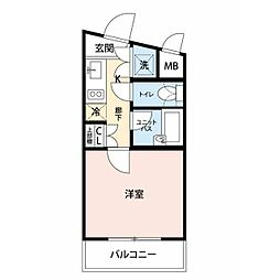 ルーブル中目黒 1Kの間取図画像