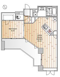グランシティ祐天寺 1LDKの間取図画像