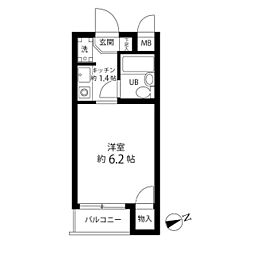 パーソネージュ目黒不動前 1Kの間取図画像