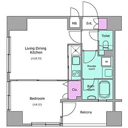 レジディア広尾南 1LDKの間取図画像