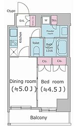 PARKFLATS渋谷代官山 1DKの間取図画像
