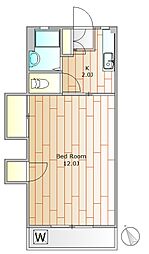 藤山レジデンス 1Kの間取図画像