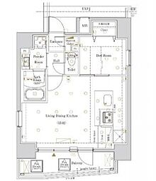 Log戸越 9階1LDKの間取り