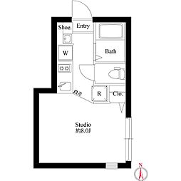 ティーグル荏原中延 1階ワンルームの間取り