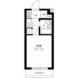 オークハウス北千束 4階ワンルームの間取り
