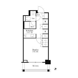 パークキューブ目黒タワー 1階1Kの間取り
