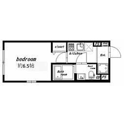 ハーモニーグラシア武蔵小山 2階1Kの間取り