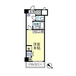 グランヴァン南雪谷 1階ワンルームの間取り