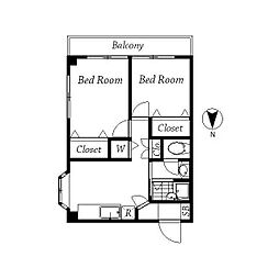ハイツブラッサム 2階2DKの間取り