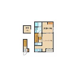 CASA　VITA（カーサ・ヴィータ） 2階1LDKの間取り