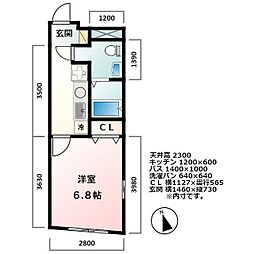 ジョワ西大井 2階1Kの間取り