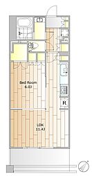 晴海テラス 3階1LDKの間取り