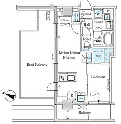 パークアクシス西馬込 5階1LDKの間取り