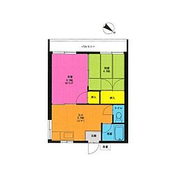 清水コーポ 2DKの間取図画像