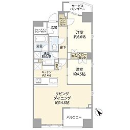 ザ・マジェスティコート目黒 2LDKの間取図画像