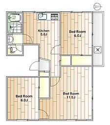 キャッスル自由ヶ丘 3Kの間取図画像