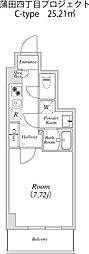 WINGPREMIERKAMATA 1Kの間取図画像