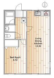 ベルメゾン碑文谷 1LDKの間取図画像