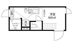QUQURIMeguro ワンルームの間取図画像