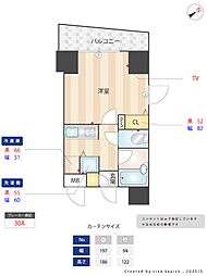 パレステュディオ五反田 1Kの間取図画像