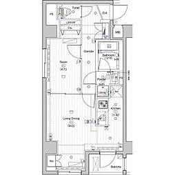 PREMIUMCUBE大井町#mo 1LDKの間取図画像