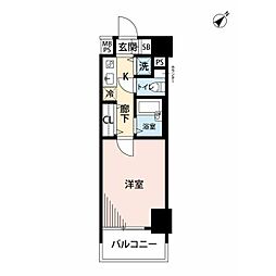 パークウェルツインズ戸越銀座弐番館 1Kの間取図画像