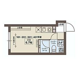 ココフラット武蔵小山2 ワンルームの間取図画像