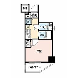 ロアール目黒不動前 1Kの間取図画像