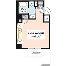 駒場パークサイドヒルズ 3階ワンルームの間取り