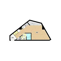 ランドステージ松見坂 3階ワンルームの間取り