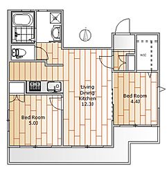 プレジール駒澤大学 3階2LDKの間取り