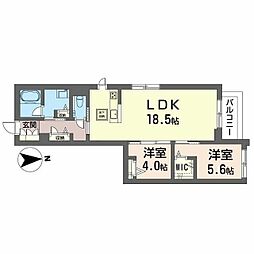 ウィズプラス等々力 2LDKの間取図画像