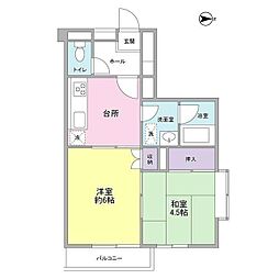 リトル上原 2DKの間取図画像