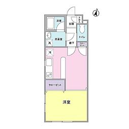 ヴェルデ柿の木坂 1DKの間取図画像