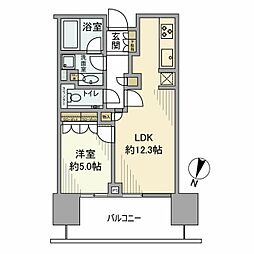 二子玉川ライズタワー&レジデンスタワーウエスト 1LDKの間取図画像