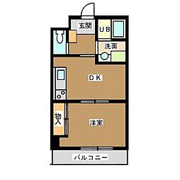 ビアグランデ若林 1DKの間取図画像