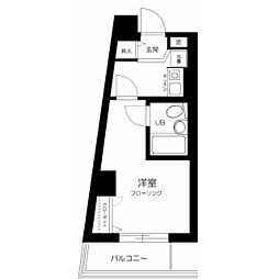 オーベル上馬B棟 1Kの間取図画像