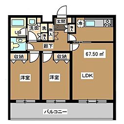 瀬田フラット 2LDKの間取図画像